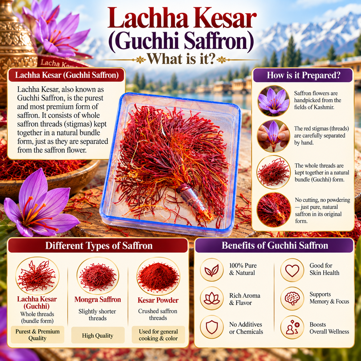 Pure Kashmiri Guchhi Saffron 2gm