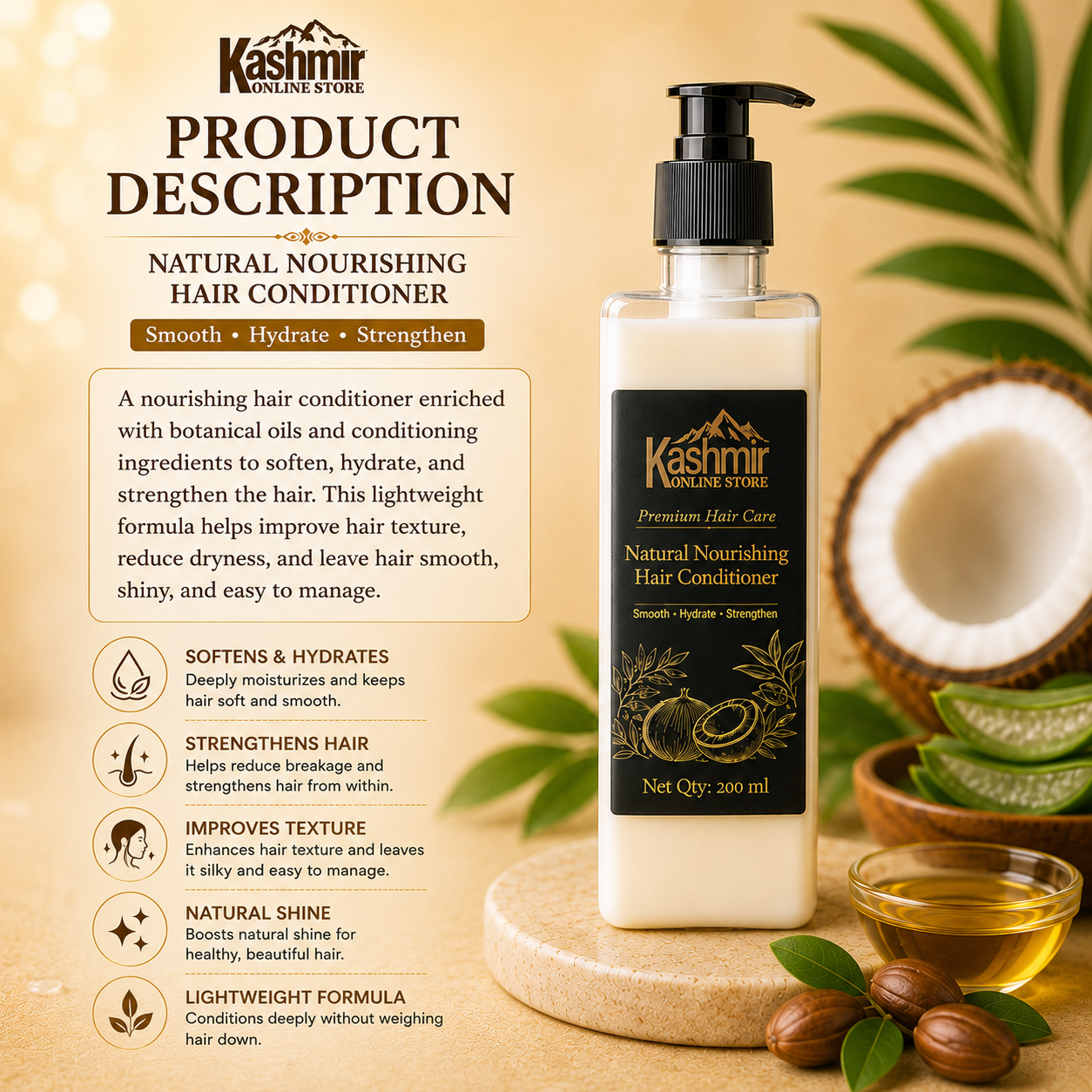 Herbal smooth hair conditioner for healthy hair