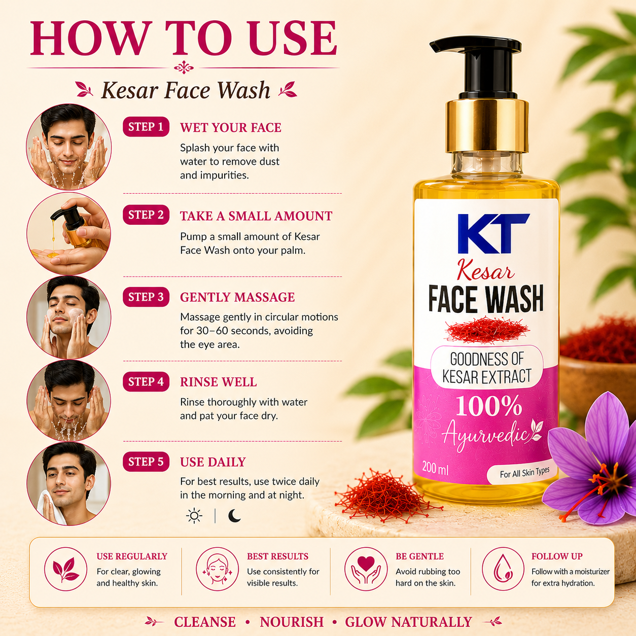 Ayurvedic Kesar facewash with saffron and aloe vera