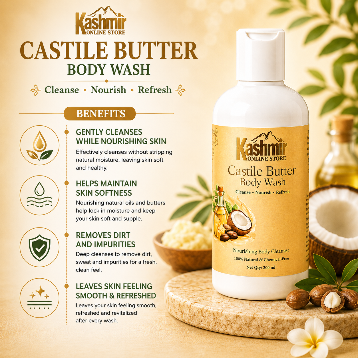 Castile butter body wash with aloe vera and vitamin E