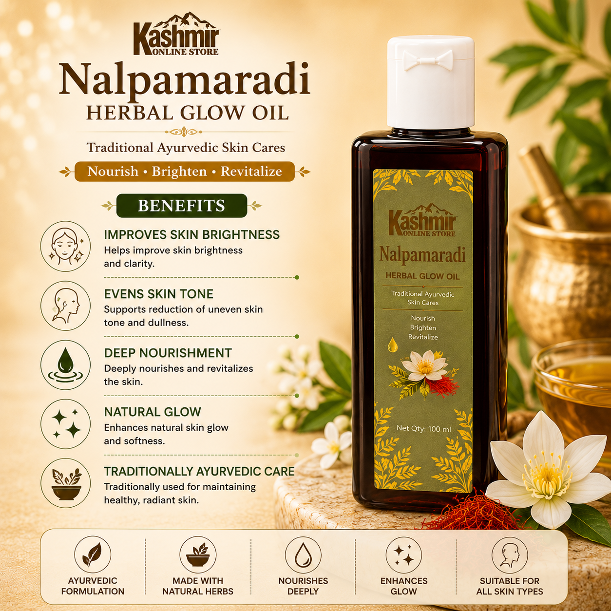 Ayurvedic Nalpamaradi oil for daily skincare routine