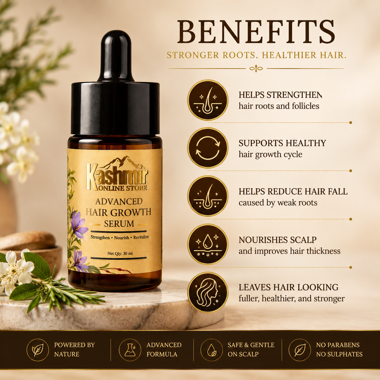 Herbal hair growth serum with onion and castor oil