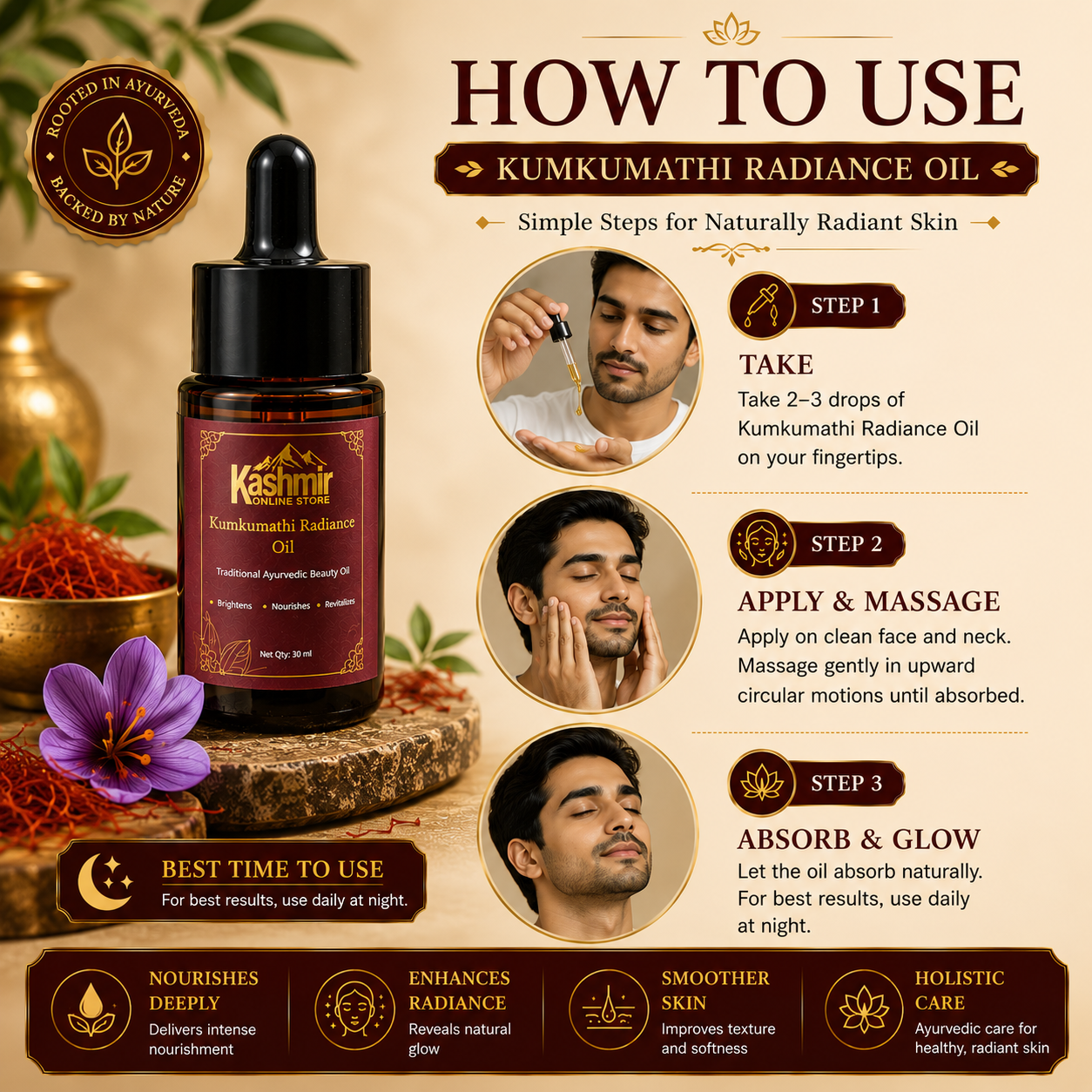 Kumkumathi glow oil for bright radiant skin