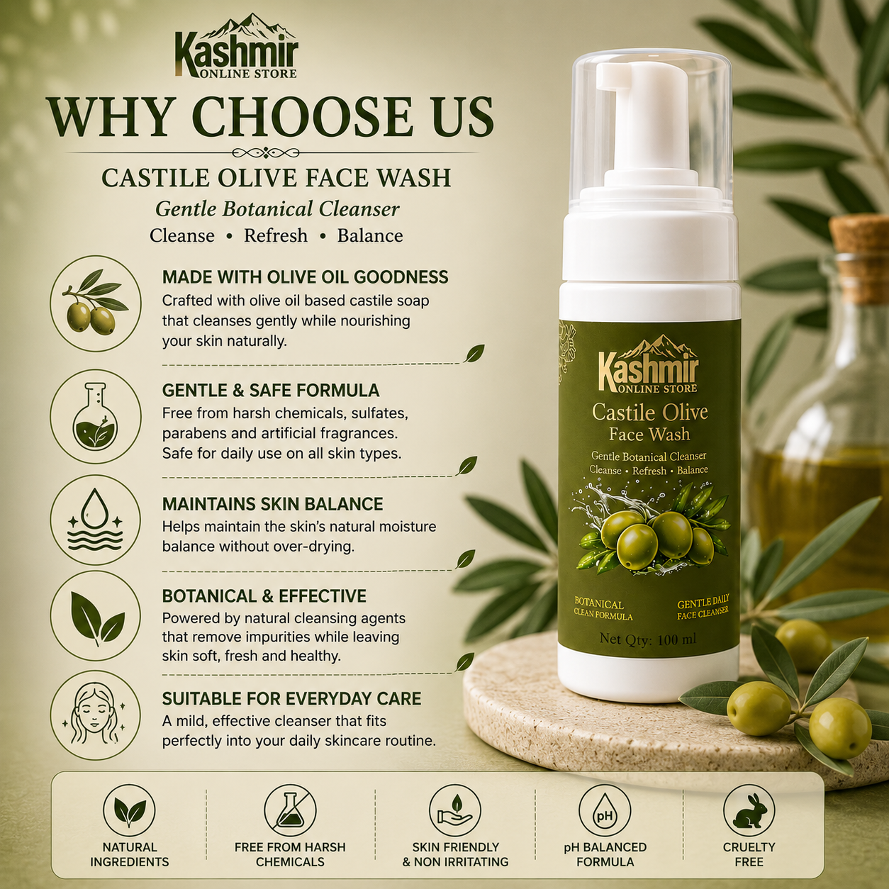 Herbal olive facewash for daily care