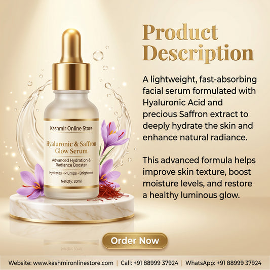 Hyaluronic & Saffron Serum 20ml – Deep Hydration, Brightening & Glow Face Serum