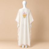 Ivory Pastel Kashmiri Summer Kaftan for Women