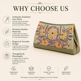 Premium Kashmiri Aari work embroidered clutch in Sage Green