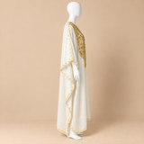 Kashmiri Ivory Gold Long Kaftan with Aari Embroidery