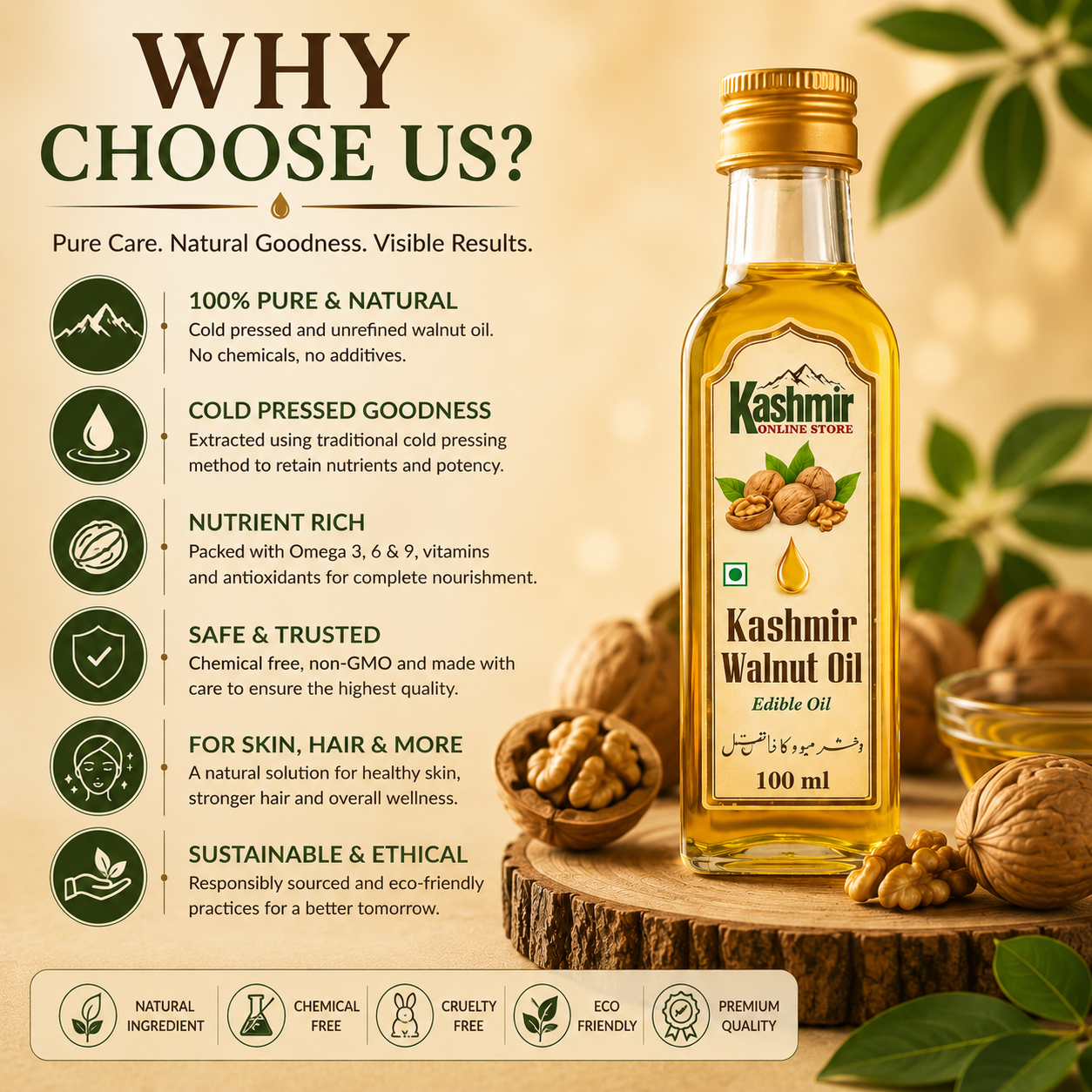 Herbal walnut oil for hair and beard care