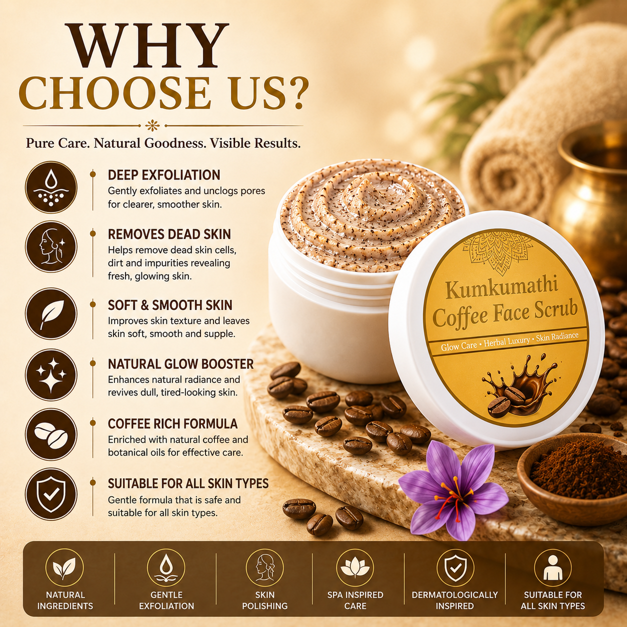Coffee and Kumkumadi skin repair scrub