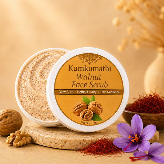 Walnut face scrub with Kumkumadi and saffron