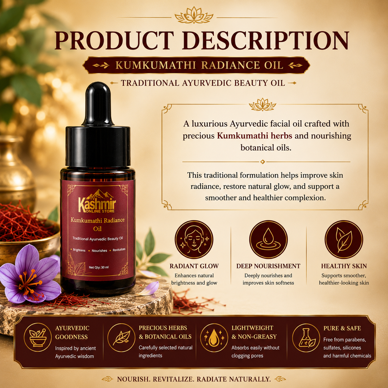 Saffron face oil for healthy skin glow