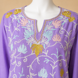 Elegant Lavender Kashmiri top with traditional Jaali work
