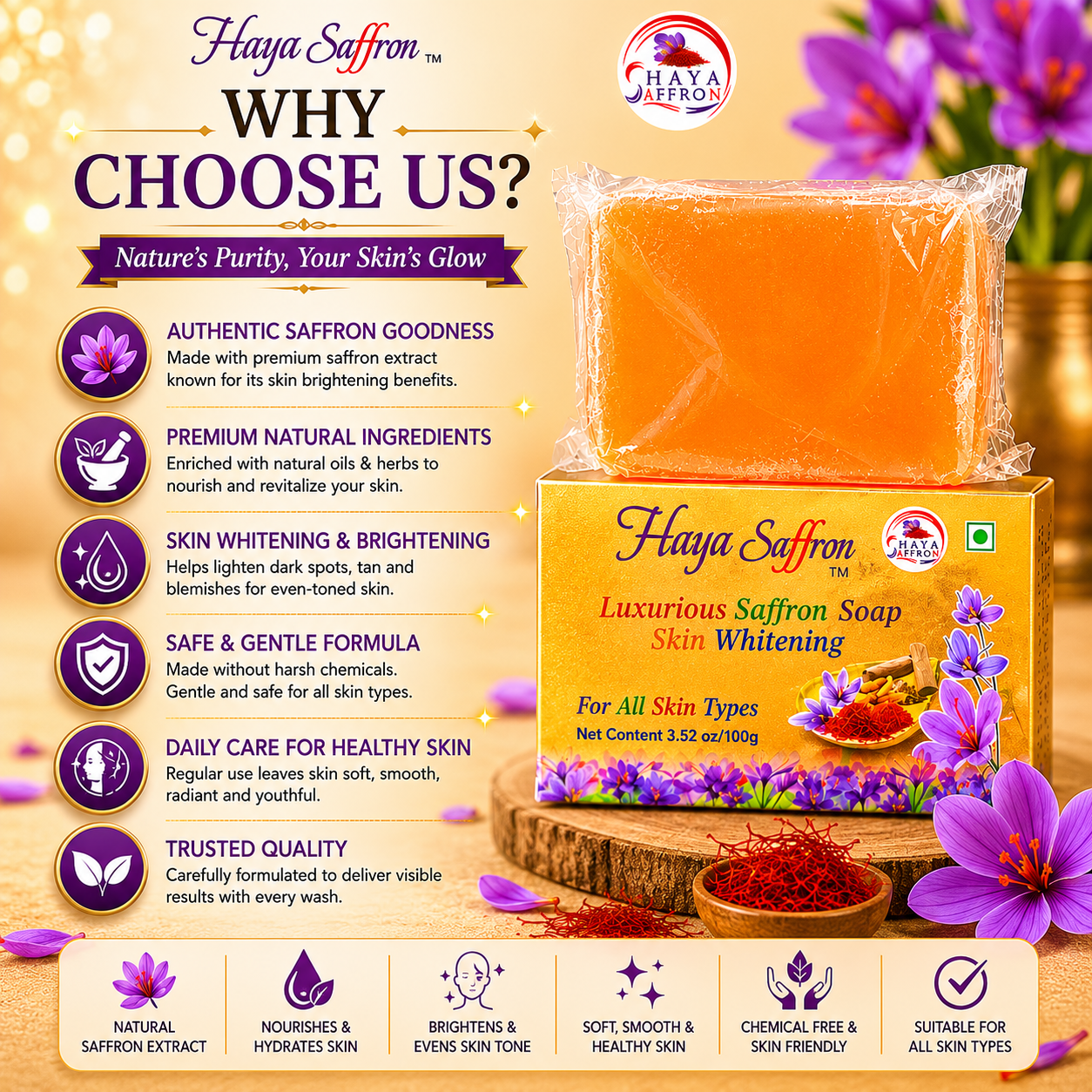 Saffron soap for healthy skin moisturization