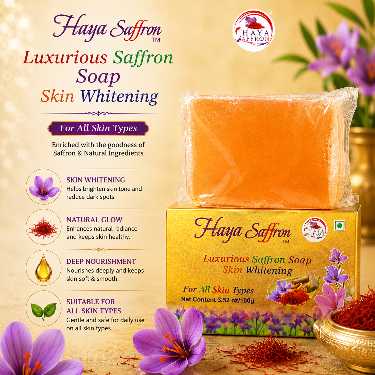 Luxurious saffron soap for naturally healthy skin