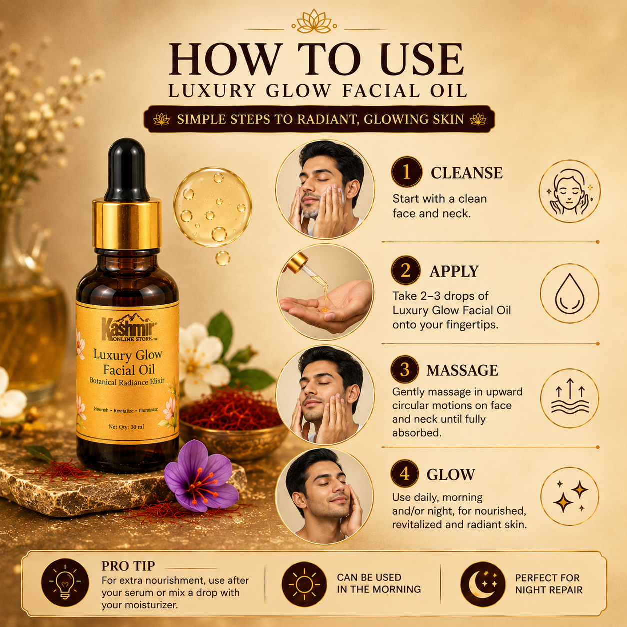 Luxury glow facial oil for women and men