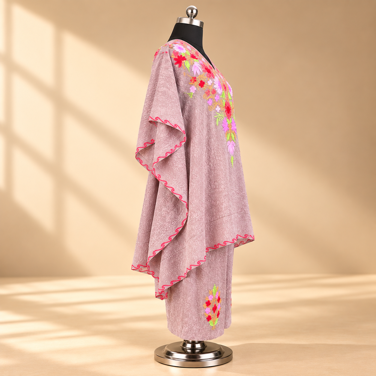 Mauve Crush Kashmiri Kaftan with Matching Bottom
