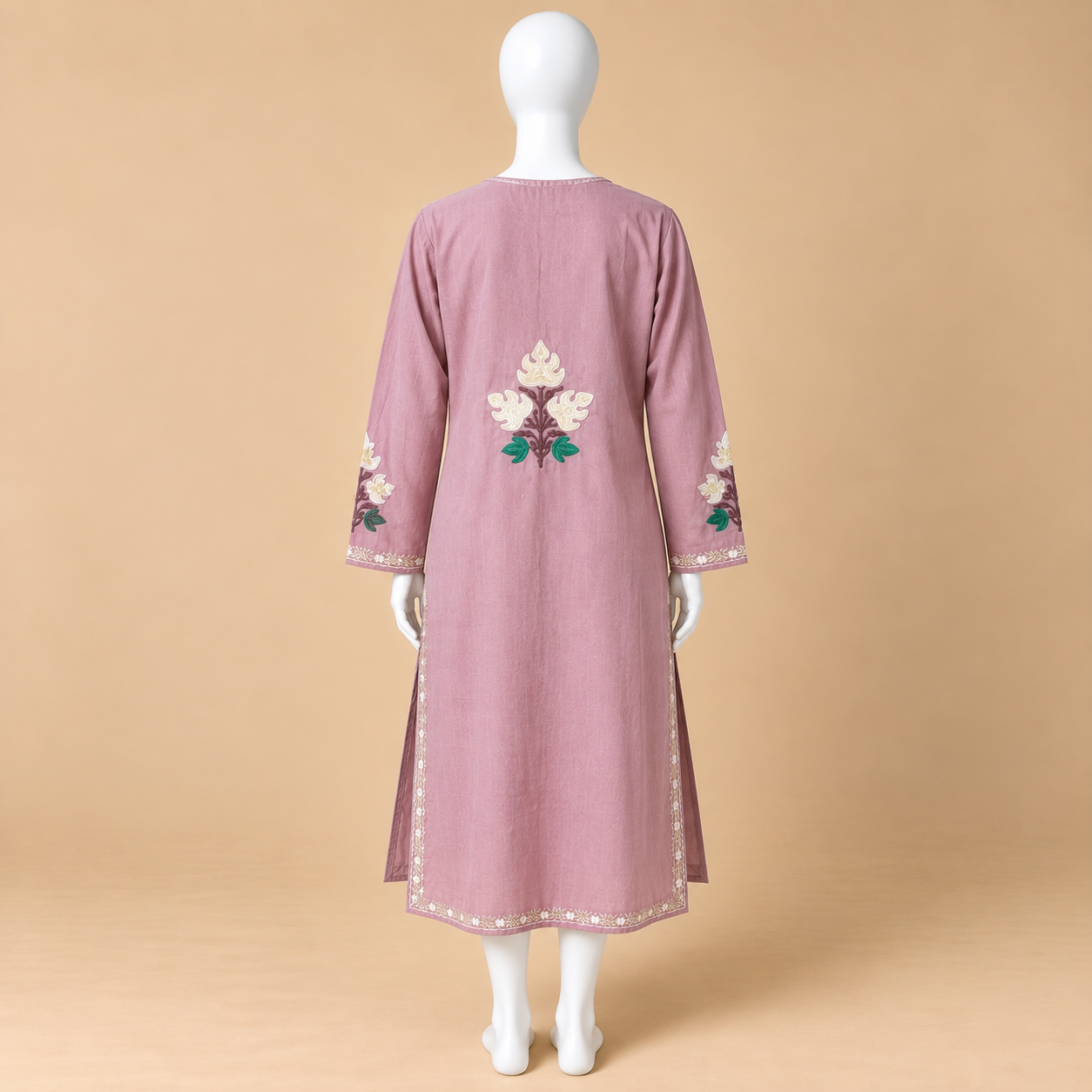 Mauve Kashmiri Cotton Long Kurti for Women