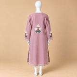 Mauve Kashmiri Cotton Long Kurti for Women
