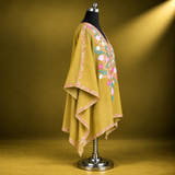 Floral Aari Embroidered Mehandi Pastel Kashmiri Kaftan