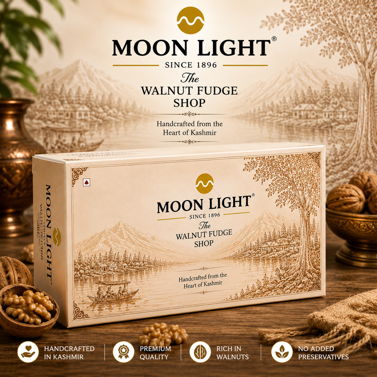 Moonlight Walnut Fudge made with premium walnuts for a rich and delicious taste