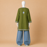 Moss Green Kashmiri Designer Short Kurti for Women