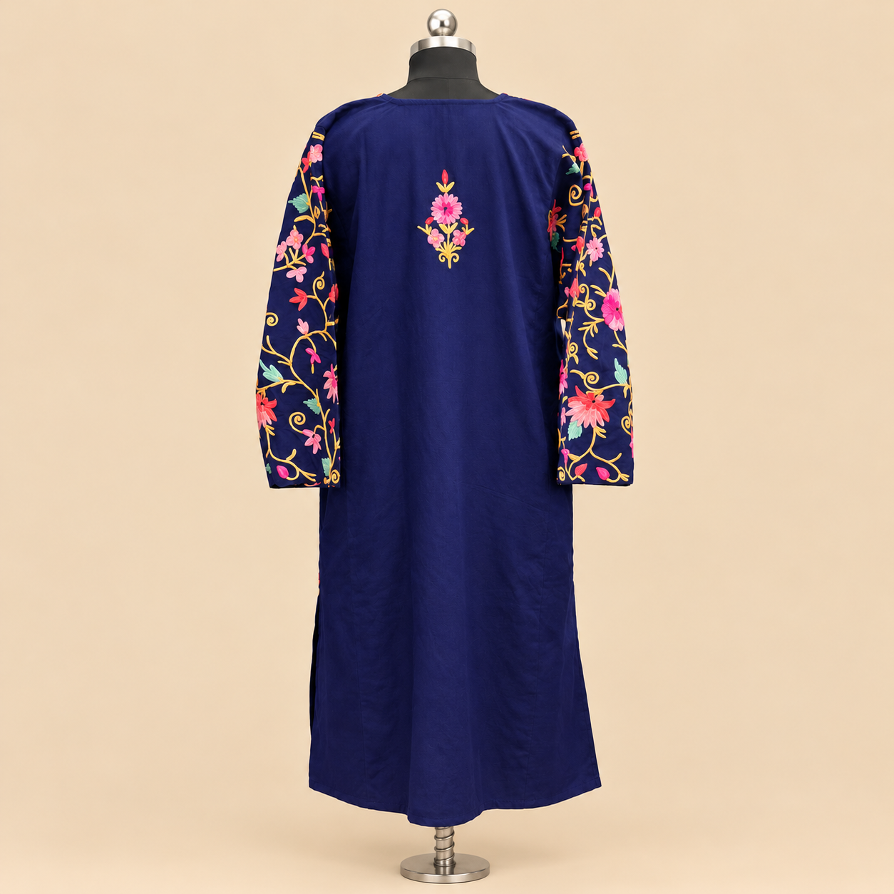 Navy Blue Aari Embroidered Kashmiri Pheran