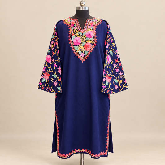 Navy Blue Kashmiri Pheran for Women