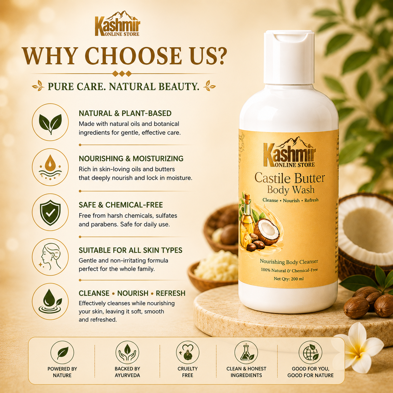 Castile butter body wash with natural oils