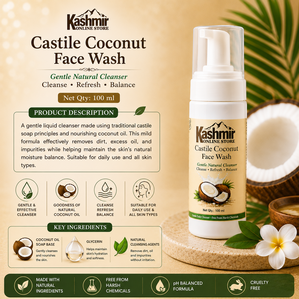 Coconut facewash for long lasting hydration