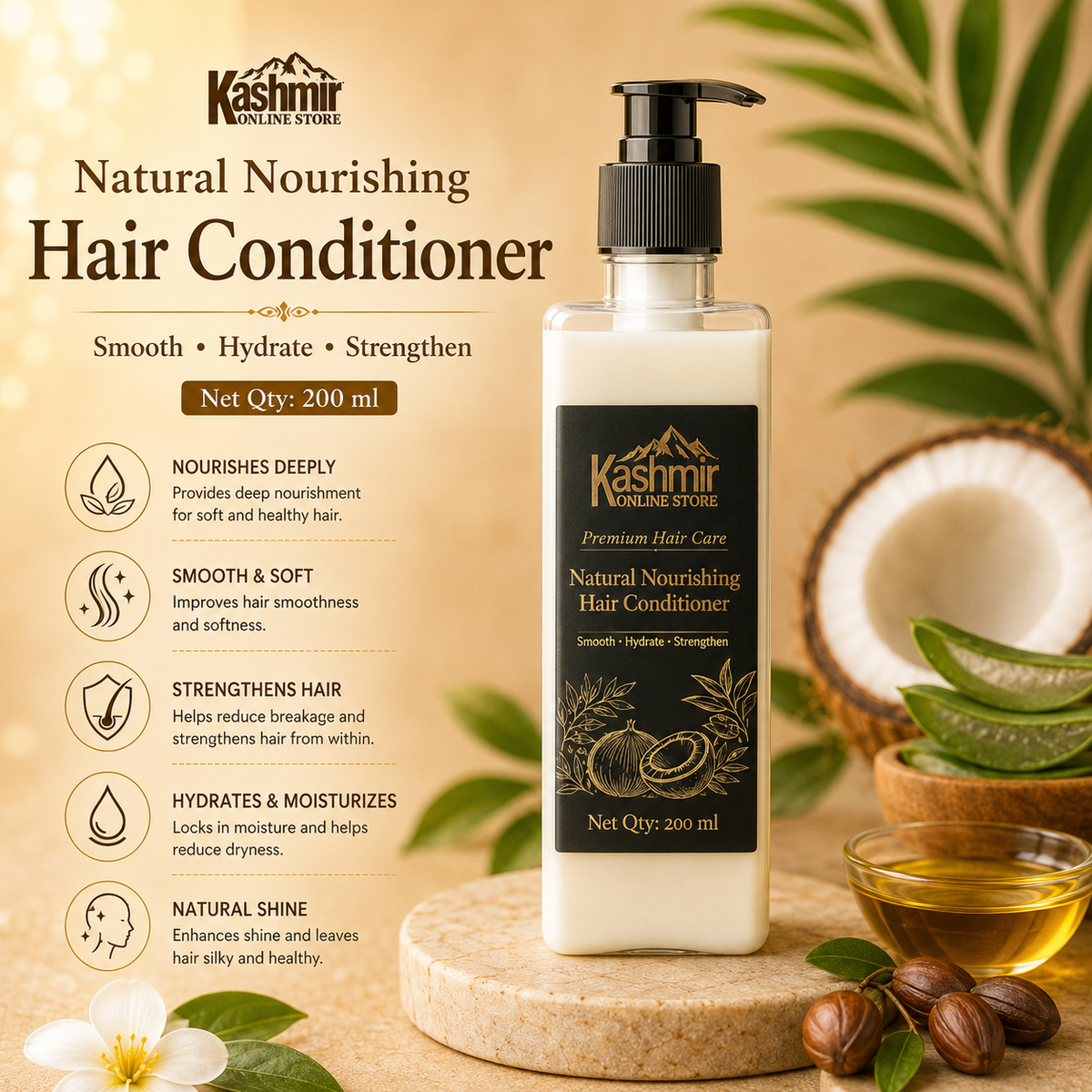 Nourishing hair conditioner for naturally smooth hair