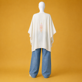 Premium Off-White Pastel summer kaftan for women with traditional Aari embroidery