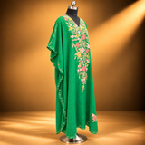 Traditional Parrot Green Kashmiri Crush Kaftan