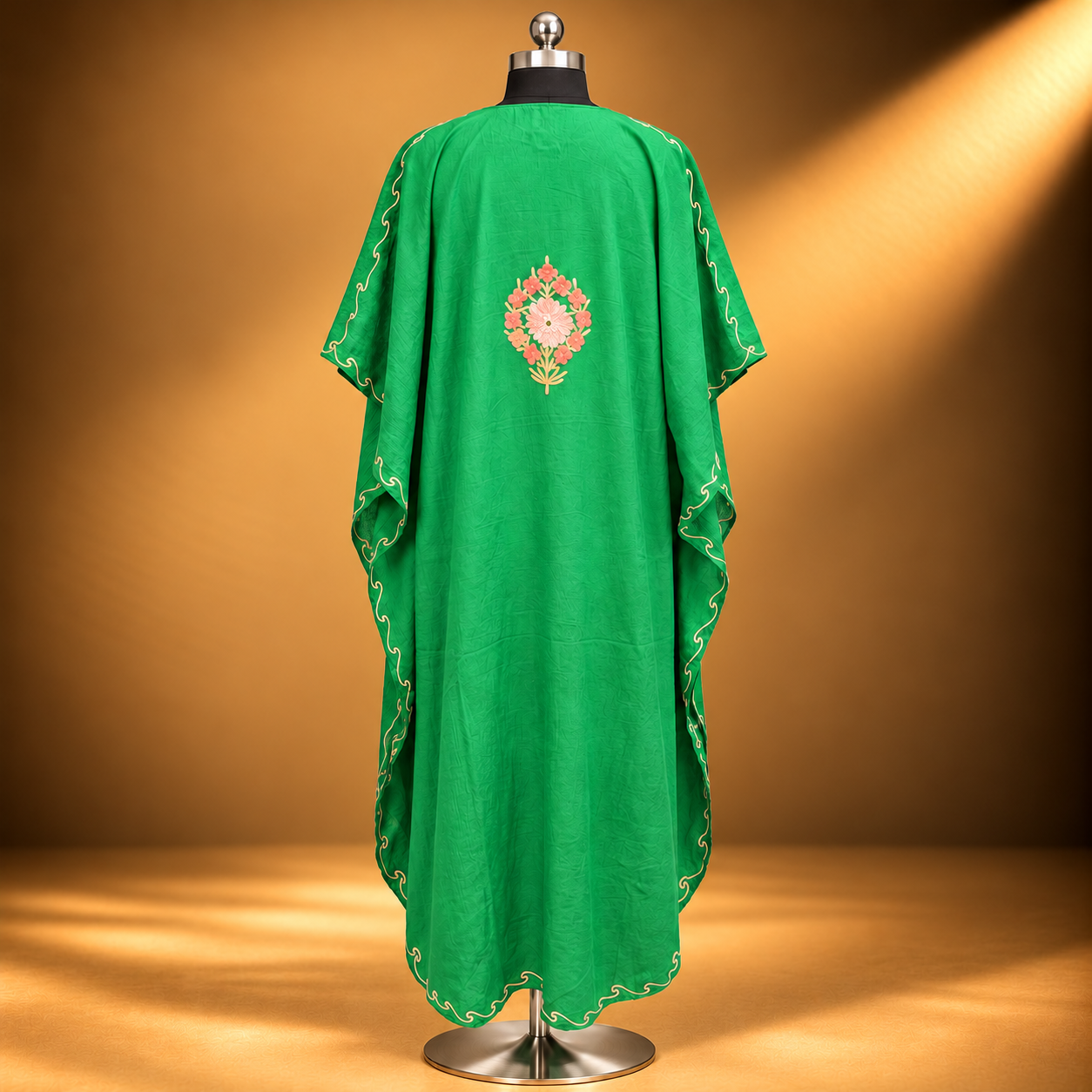Kashmiri Parrot Green Long Kaftan for Ladies