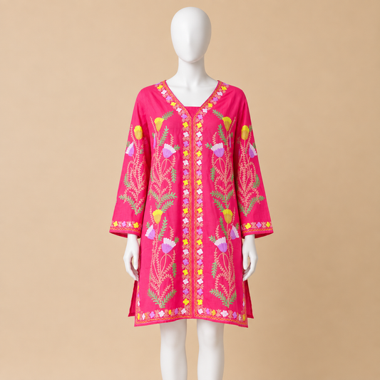 Jaali Top in Pink with Kashmiri Embroidery