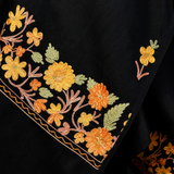 Black embroidered Kashmiri Pala stole with traditional detailing