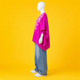 Premium Fuchsia Pink short kaftan for women with Kashmiri Aari-style embroidery