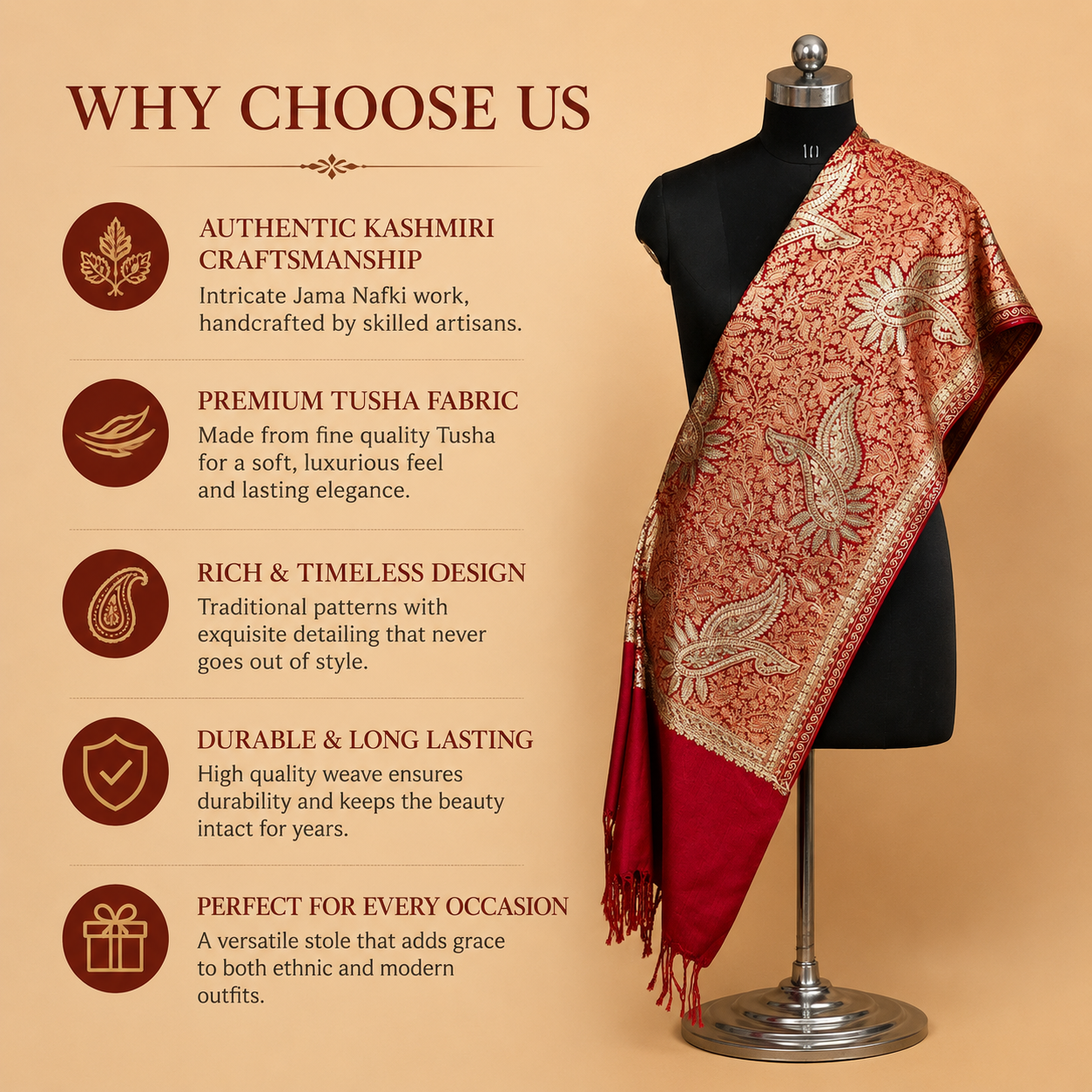 Buy Premium Kashmiri Tusha Stole Online India