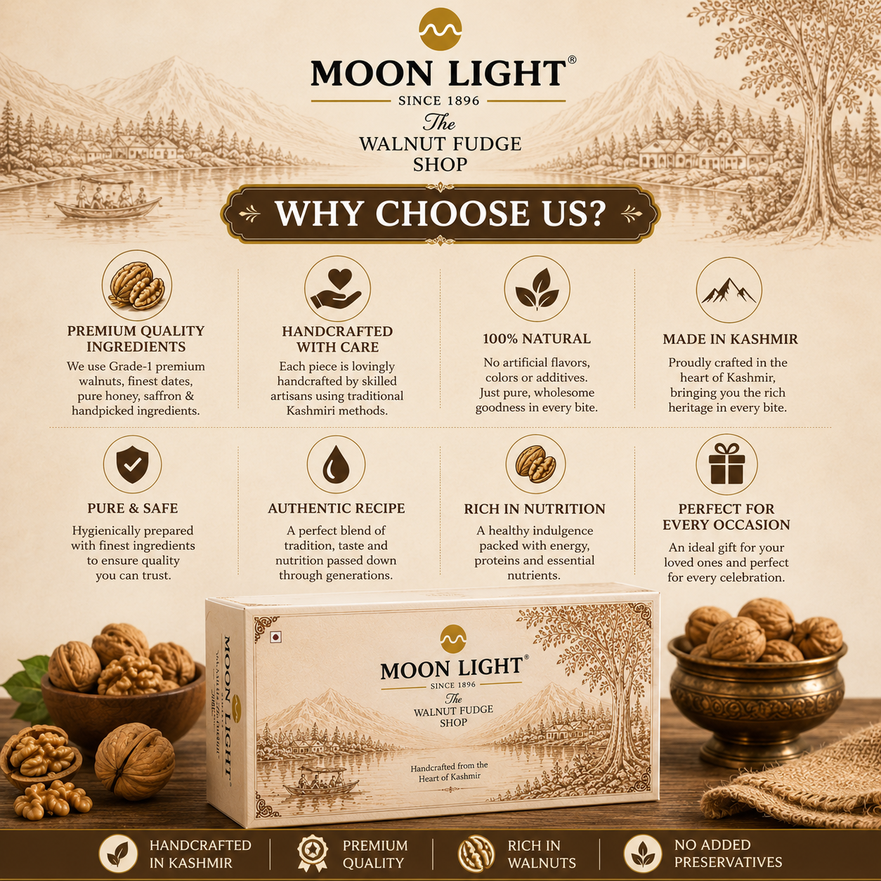 Premium Moonlight Walnut Fudge handcrafted with quality walnut ingredients