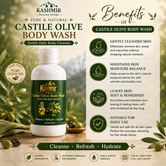 Olive body wash with olive oil for dry skin
