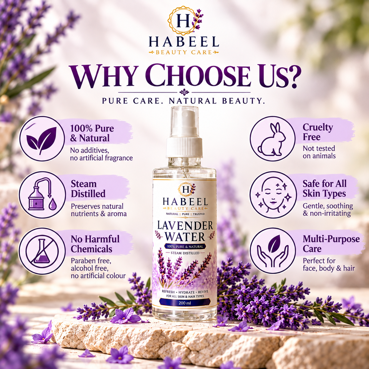 Habeel Lavender Mist for Face Body and Hair