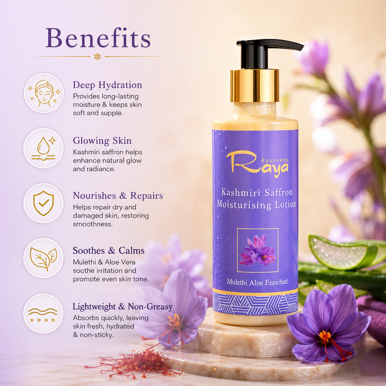 Deep nourishing Kashmiri saffron lotion