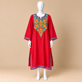 Red Embroidered Kashmiri Pheran for Women