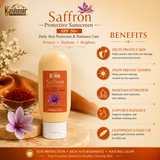 SPF50+ saffron sunscreen for bright glowing skin