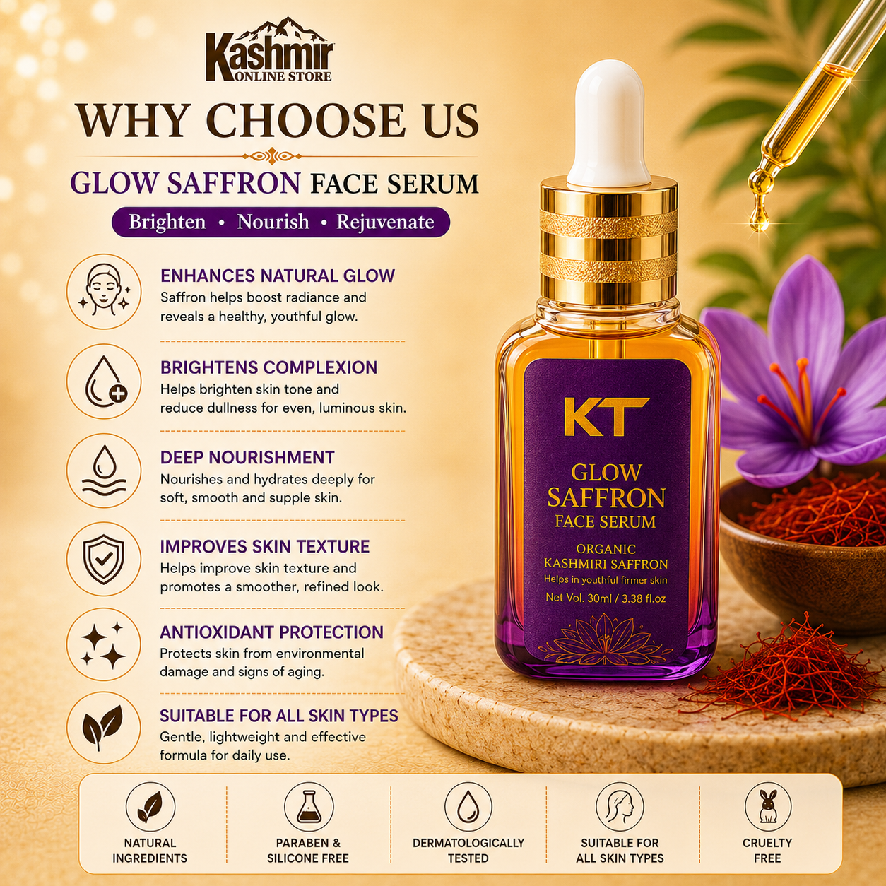 Saffron serum for healthy skin hydration