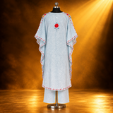 Sky Blue Aari Work Long Kaftan with Matching Bottom