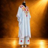 Sky Blue Floral Embroidered Kashmiri Ethnic Outfit