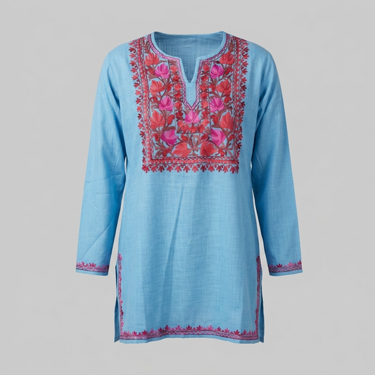 sky-blue-machine-embroidered-designer-kurti