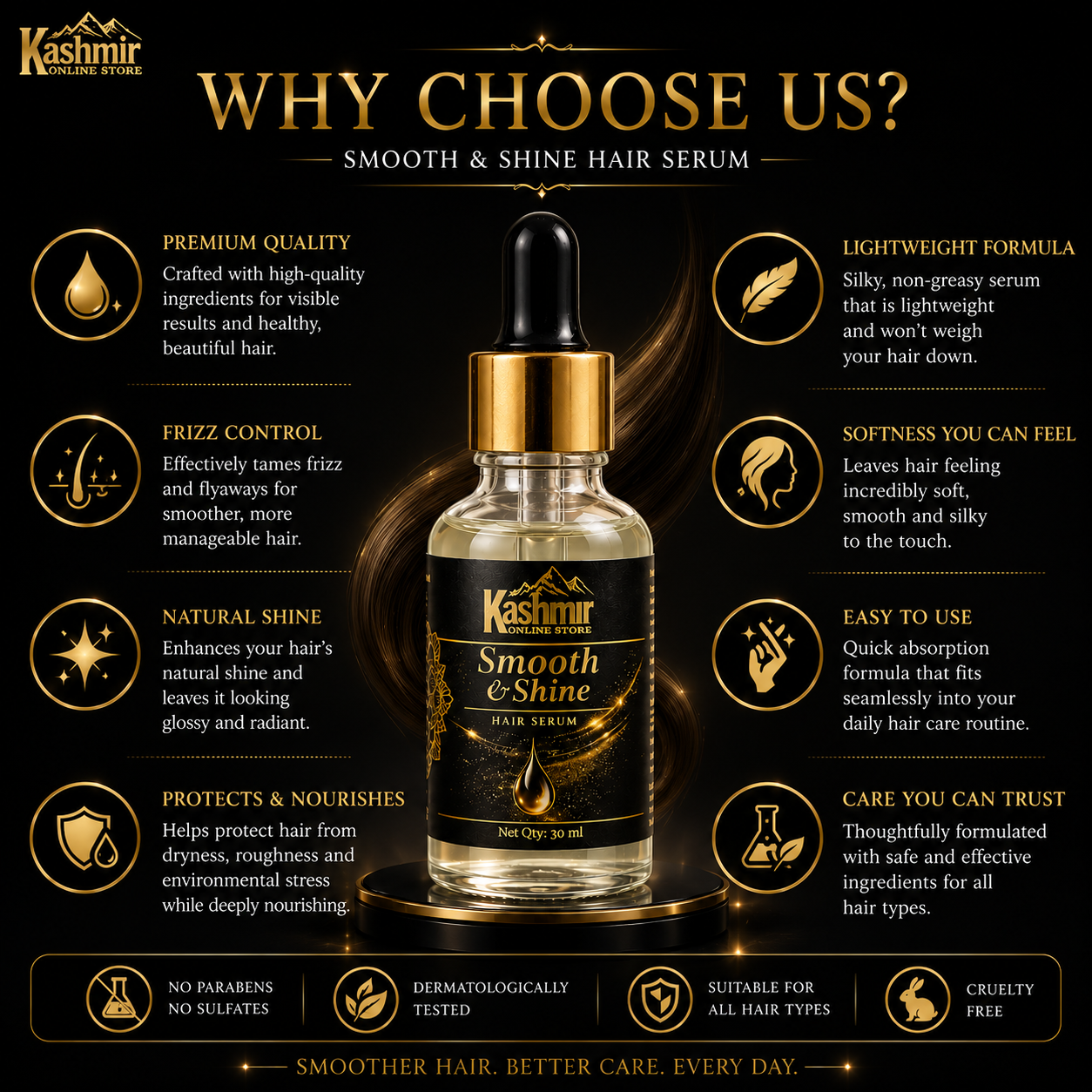 Smooth hair serum with keratin and biotin