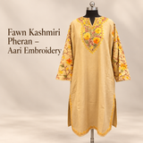 Fawn Kashmiri Winter Pheran with Aari Work